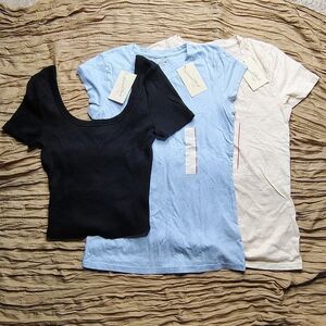 Lot of 3 Universal Thread Women's Basic Top Tees Short Sleeve Sz XS Cotton